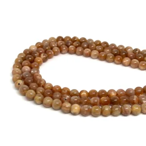 Peach Moonstone 6mm Smooth Rounds 38cm Strand HK