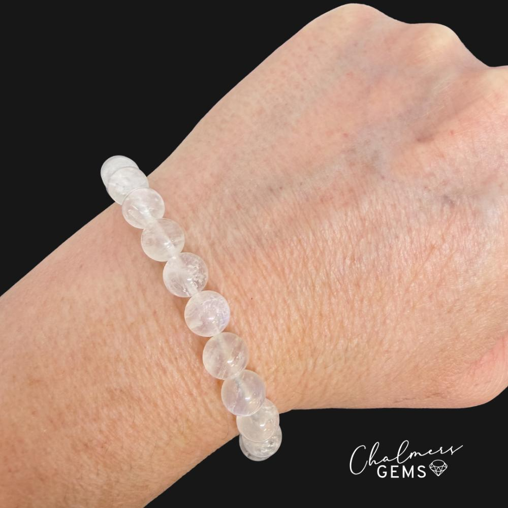Rainbow Moonstone 8mm Smooth Round Stretchy Bracelet Approx 22 Beads - Image 2