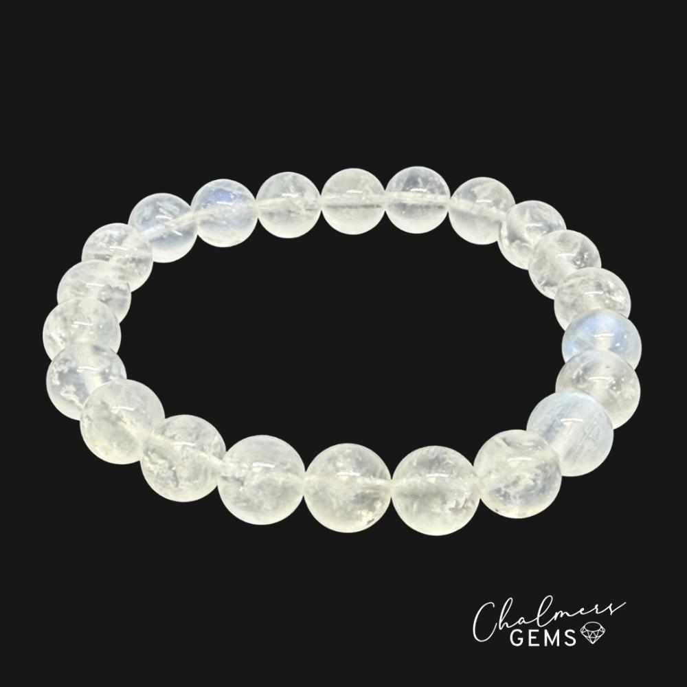 Rainbow Moonstone 8mm Smooth Round Stretchy Bracelet Approx 22 Beads - Image 3