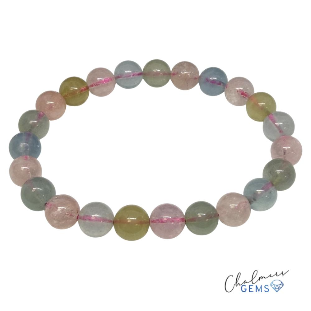 Multi Beryl (Filled) 8mm Smooth Round Stretchy Bracelet Approx 22 Beads