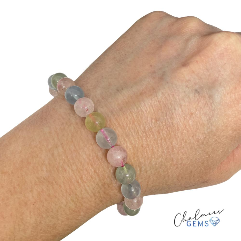 Multi Beryl (Filled) 8mm Smooth Round Stretchy Bracelet Approx 22 Beads - Image 2
