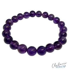 Amethyst 8mm Smooth Round Stretchy Bracelet Approx 22 Beads