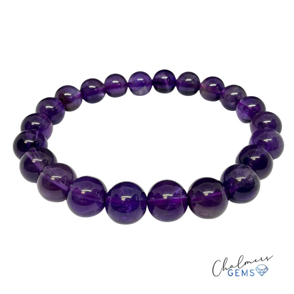 Amethyst 8mm Smooth Round Stretchy Bracelet Approx 22 Beads - Image 2