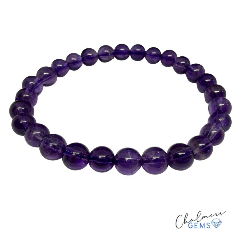 Amethyst 6mm Smooth Round Stretchy Bracelet Approx 34 Beads