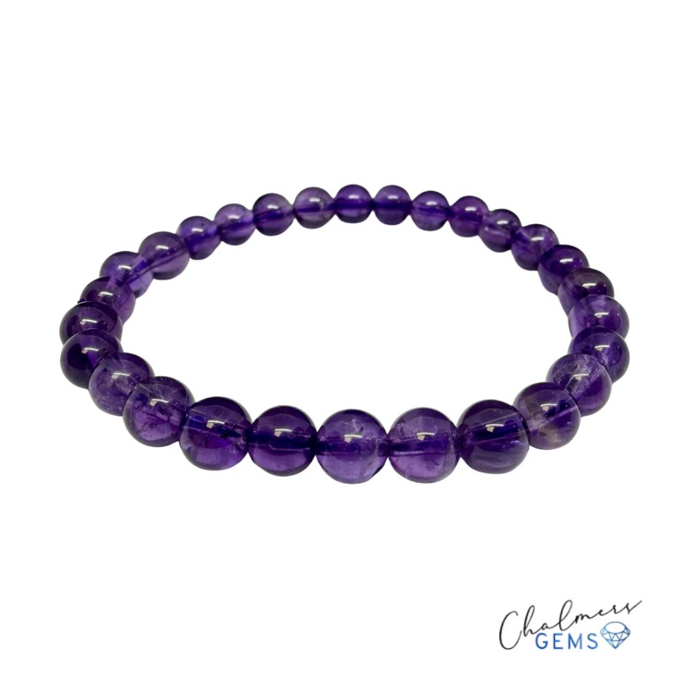 Amethyst 6mm Smooth Round Stretchy Bracelet Approx 34 Beads - Image 2