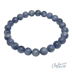 Kyanite 7mm Smooth Round Stretchy Bracelet Approx 27 Beads