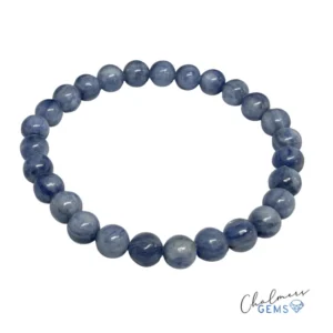 Kyanite 7.5mm Smooth Round Stretchy Bracelet Approx 25 Beads