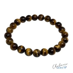 Tigers Eye 8mm Smooth Round Stretchy Bracelet Approx 22 Beads