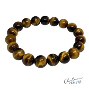 Tigers Eye 10mm Smooth Round Stretchy Bracelet Approx 19 Beads