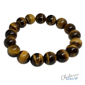 Tigers Eye 12mm Smooth Round Stretchy Bracelet Approx 19 Beads