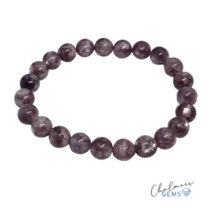 Lepidolite Mica 8mm Smooth Round Stretchy Bracelet Approx 24 Beads