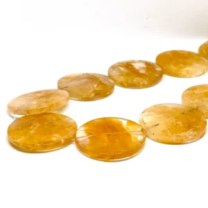 Yellow Hematoid Quartz 38mm Flat Disc Beads 10 pc Strand HK