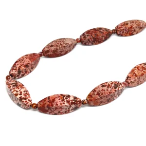 Pink Orbicular Jasper 30 x 10mm 3D Marquise Beads 12 per Strand HK