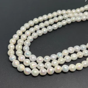 Fresh Water Cultured Pearl White Metallic Near Round Approx 8mm 38cm String HK