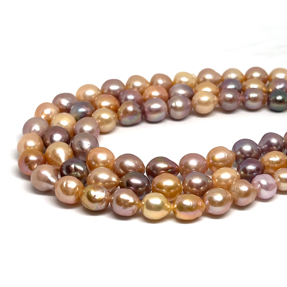 Fresh Water Cultured Pearl Multi Colour Metallic Near Round Approx 9mm 38cm String HK
