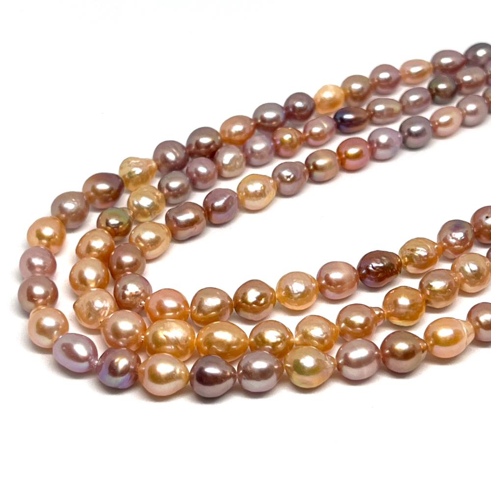 Fresh Water Cultured Pearl Multi Colour Metallic Near Round Approx 7mm 38cm String HK