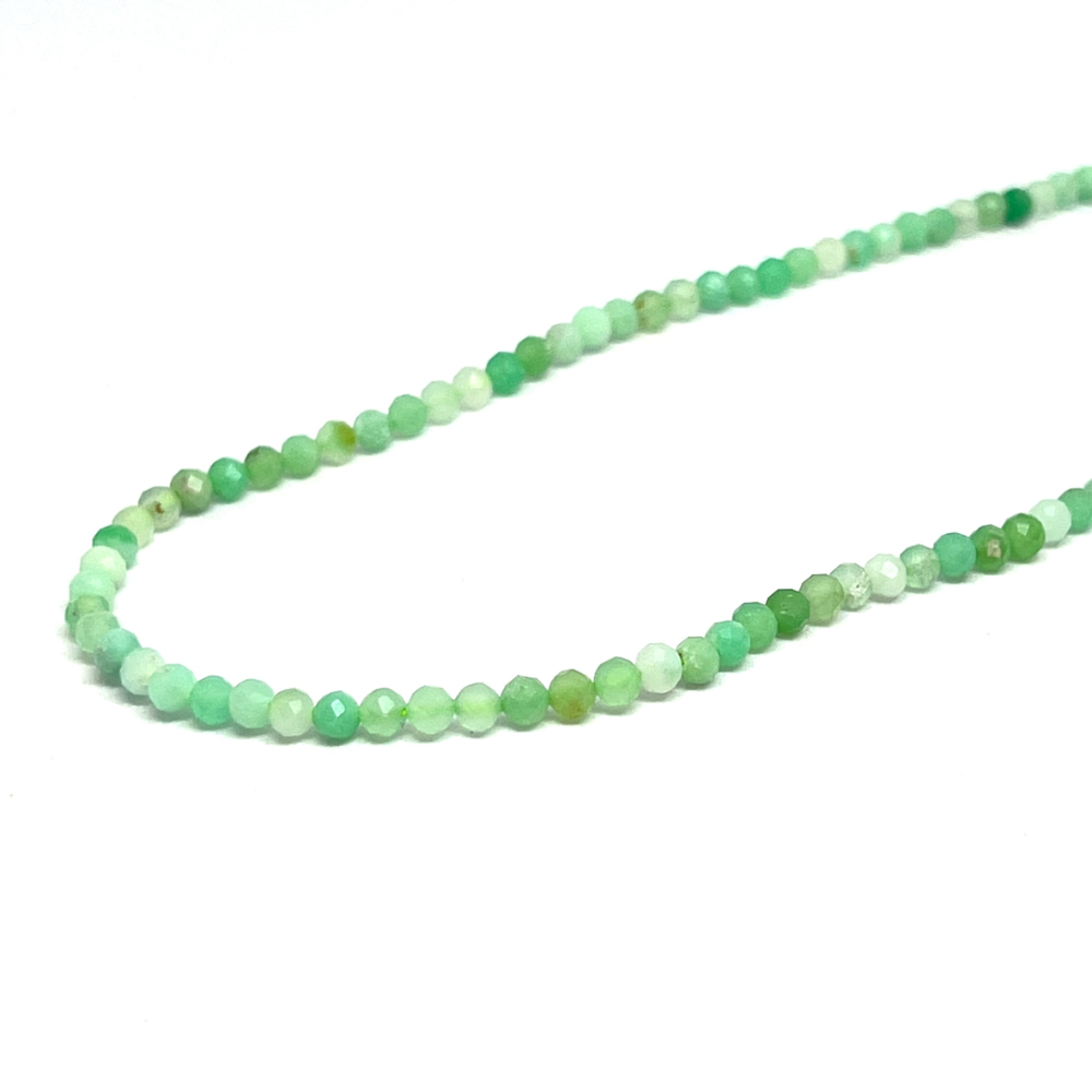 Chrsyoprase 3mm Micro Faceted Round Beads 38cm Strand HK