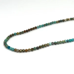 Turquoise (China) 3mm Micro Faceted Round Beads 38cm Strand HK