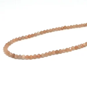 Peach Moonstone 3mm Micro Faceted Round Beads 38cm Strand HK