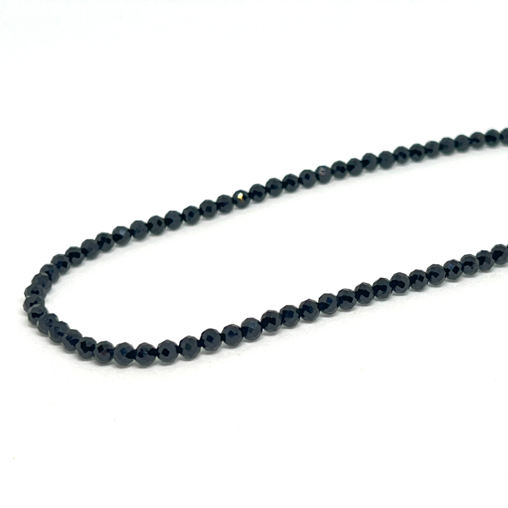 Black Spinel 3mm Micro Faceted Round Beads 38cm Strand HK