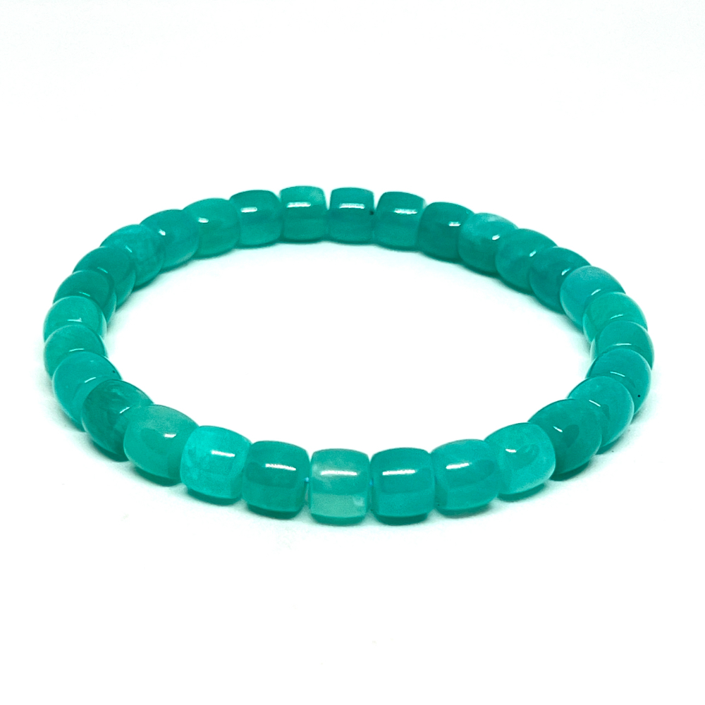 Premium Amazonite (Peru) 6mm x 7mm Barrel Beads Stretchy Bracelet Approx 30 Beads HK