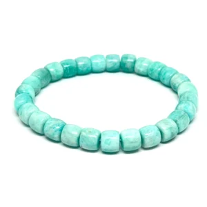 Premium Blue Amazonite (Peru) 6mm x 7mm Barrel Beads Stretchy Bracelet Approx 30 Beads HK