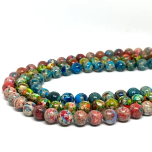 Impression Jasper (Constructed & Dyed) 10mm Round 3 Strand Bundle HK
