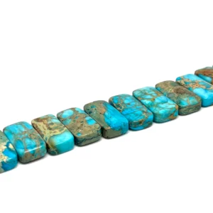 Impression Jasper Blue (Constructed & Dyed) 20 x10mm Double Drilled Bar 21cm Strand HK