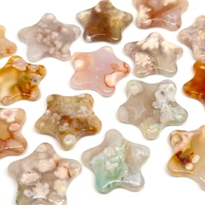 Flower Agate 30mm Star Pendant 1pc HK