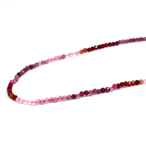 Pink & Red Tourmaline 2mm Micro Faceted Round Beads 38cm Strand HK
