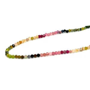 Multi Tourmaline 2mm Micro Faceted Round Beads 38cm Strand HK