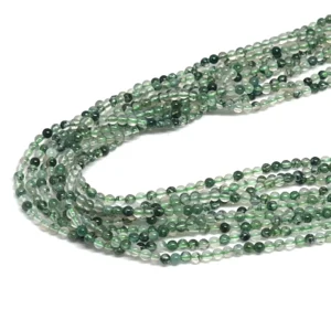 Moss Agate 2mm Smooth Round Beads 38cm Strand HK