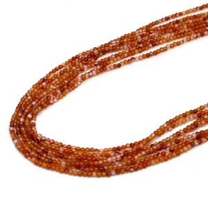 Carnelian 2mm Smooth Round Beads 38cm Strand HK