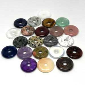 Mixed Gemstone 20mm Donuts Set of Different Gems 22pcs HK