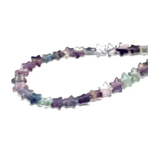 Fluorite 10mm Flat Star Beads 38cm Strand HK