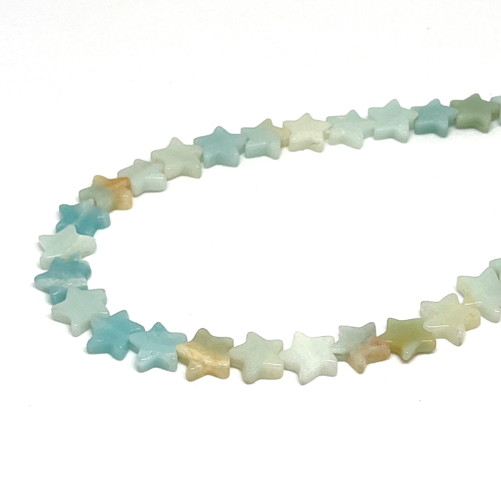 Amazonite 10mm Flat Star Beads 38cm Strand HK
