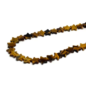 Tigers Eye 10mm Flat Star Beads 38cm Strand HK