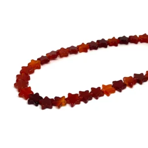 Carnelian 10mm Flat Star Beads 38cm Strand HK