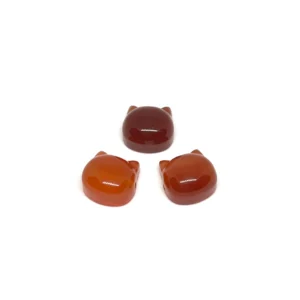 Carnelian 15mm Cat Head Carving Side Drilled Bead 1pc HK