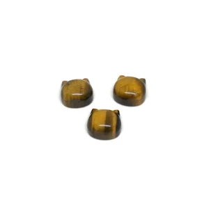 Tigers Eye 15mm Cat Head Carving Side Drilled Bead 1pc HK