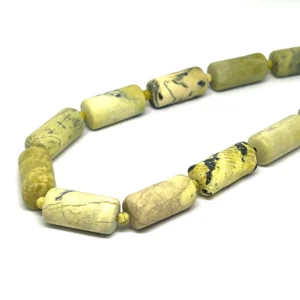 Serpentine 24 x 11mm Cylinder Beads 17pc Strand HK
