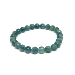Green & Blue Kyanite 7-8mm Round Beads Stretchy Bracelet 25 Beads HK