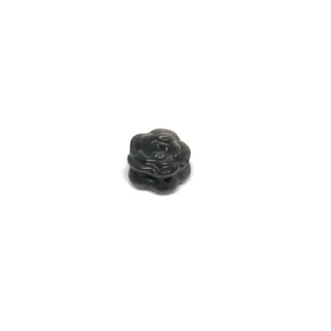 Silver Obsidian 15mm Carved Flower Bead 1pc HK