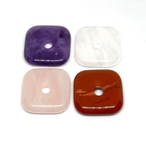 Rose Quartz Jasper 30mm Square Donut 1pc HK
