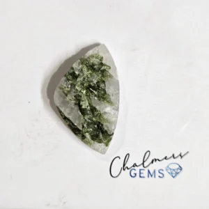 Green Tourmaline In Quartz Drusy 16x28mm Mixed Shape Cabochon 1pc