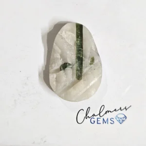 Green Tourmaline In Quartz Drusy 19x28mm Mixed Shape Cabochon 1pc