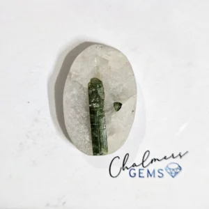 Green Tourmaline In Quartz Drusy 18x28mm Mixed Shape Cabochon 1pc
