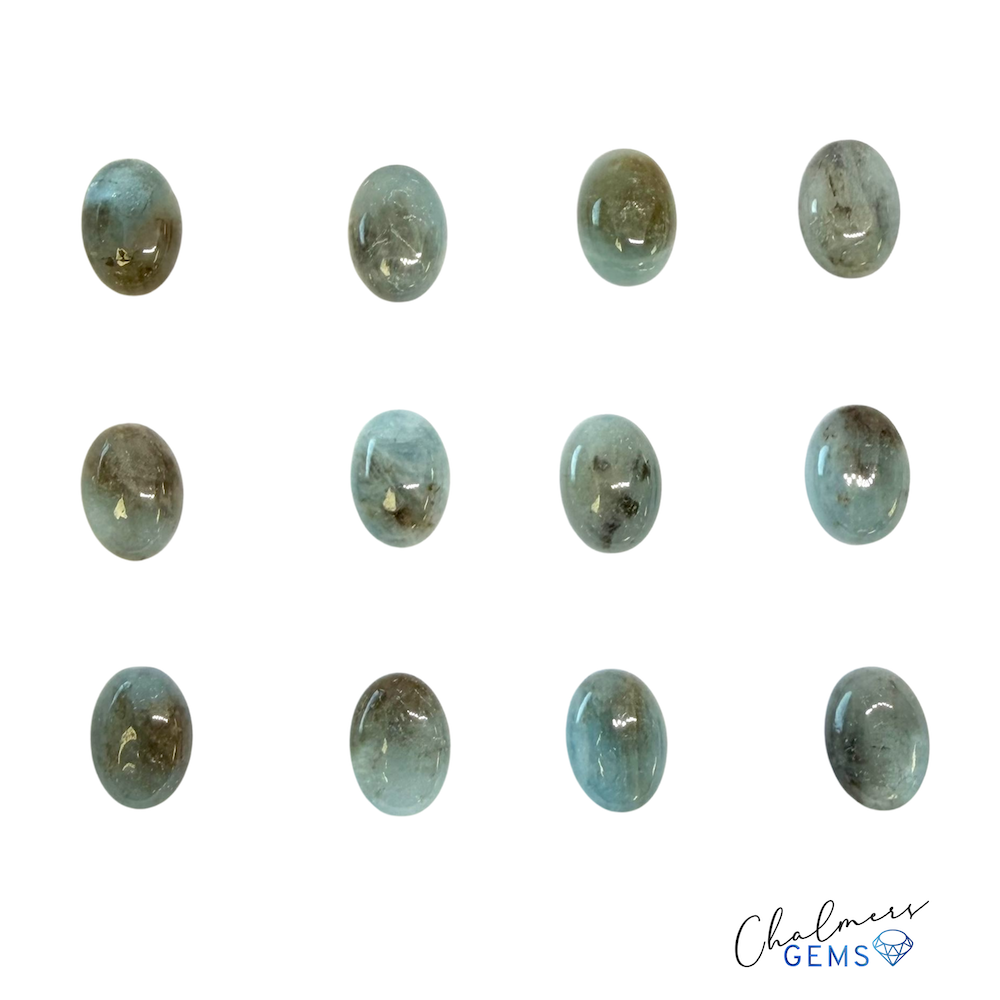 Moss Aquamarine Oval 13x18mm Cabochon - Select Your Own