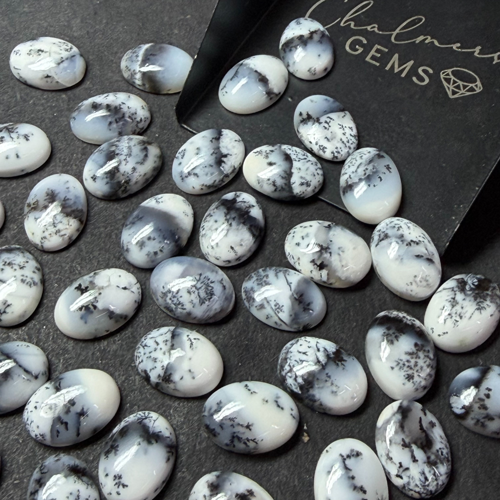 Dendritic Agate 12 x 16mm Oval Cabochon 2pcs INDIA - Image 2