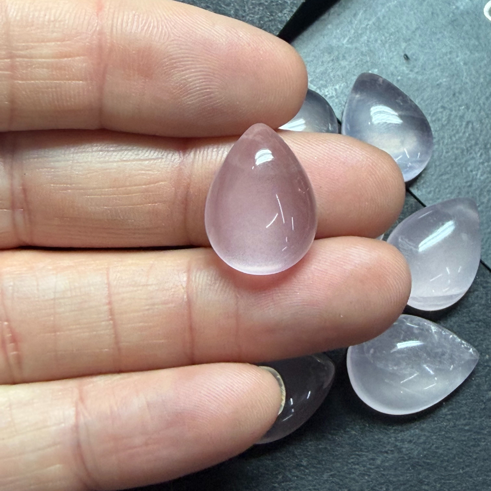 Rose Quartz 13 x 18mm Pear Shape Cabochon 1pc INDIA - Image 3